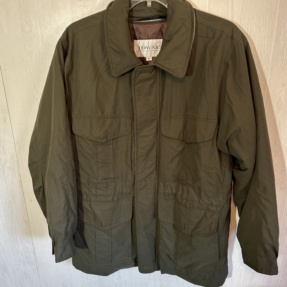 towne london fog Large Army‎ Green Winter Jacket Coat